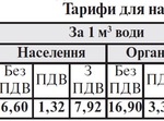  Про тарифи на водопостачання та водовідведення