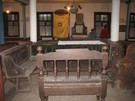 Study table, chairs, and benches in Bershad synagogue, 2006 (courtesy of G. and R. Shilo)